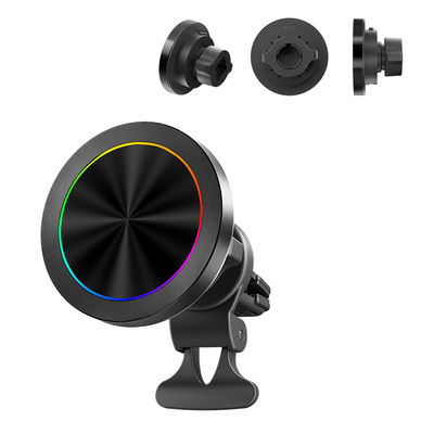 kopen Magsafe Car Mount Aluminium Alloy Textured Wireless Charger Met RGB Licht Display En Een Hand Operatie Voor Automotive online manufacture