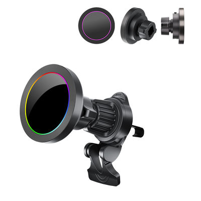 kopen Verstelbare RGB-lichteffect 15w draadloos oplader voor telefoonhouder voor auto's met textuur van aluminium online manufacture