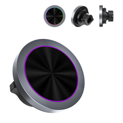 Draadloze telefoonhouder voor auto's, met textuur van aluminium en RGB-licht
