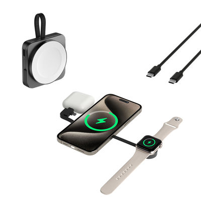 Draagbare magnetische 3 in 1 draadloze oplader voor iPhone horloge en koptelefoon