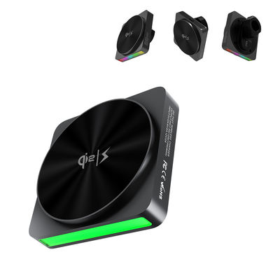 9-kleurige omgevingslichte draadloze oplader voor auto's, 15w snel opladen draadloze oplader metalen plaat zwart technologie geluidsopnemer