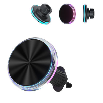 Iphone 15 Pro Max Charger Ambient Magnetic Car Mount met 1,7 kg sterke magnetische aantrekkingskracht en aanpasbare RGB-lichten