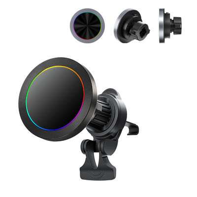 Aluminiumlegering Textuur RGB Lichteffect Verstelbare Minimum Auto Telefoonhouder Snel Opladen Iphone Draadloze Oplader Draadloos