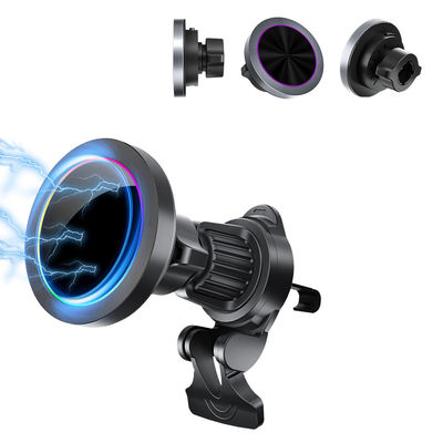 Draadloze Oplaadstandaard voor Auto Telefoonhouder Aluminiumlegering Textuur RGB Lichteffect Verstelbaar Snel Opladen Bediening met Eén Hand