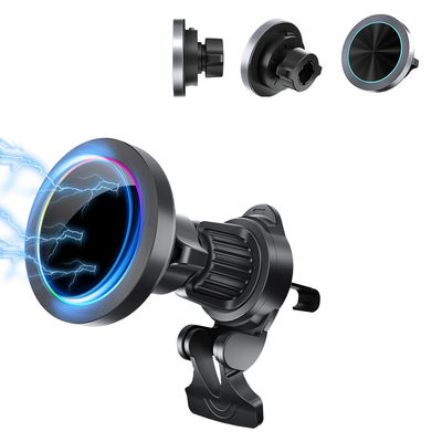 Snel opladen draadloze autophonehouder met aluminiumlegering textuur en instelbare RGB licht effect voor één hand operatie