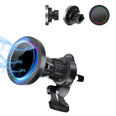 Aluminium legering Textuur Draadloos Autophone Holder Magsafe Auto Mount RGB Lichteffect Snel opladen